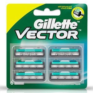 Gillette Manual Shaving Razor Blades Vector Plus Cartridge 6 Pcs