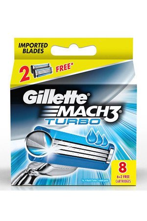 Gillette Mach 3 Turbo Manual Shaving Razor Blades Cartridge 8 Pcs