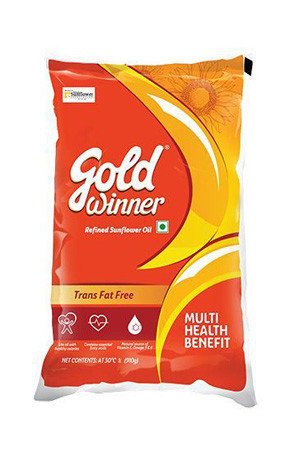 Gold Winner Refined - Sunflower Oil, 1 ltr Pouch