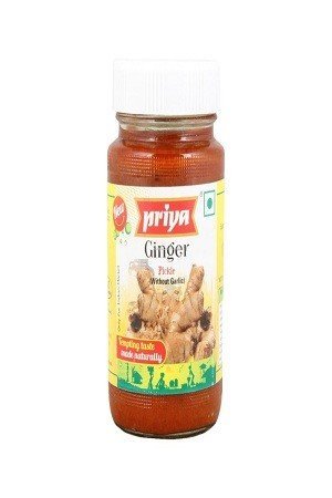 Priya Pickle – Ginger (With Garlic), 300 gm Bottle