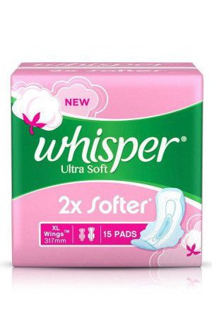 Whisper Sanitary Pads Ultra Soft XL Plus 15 Pcs