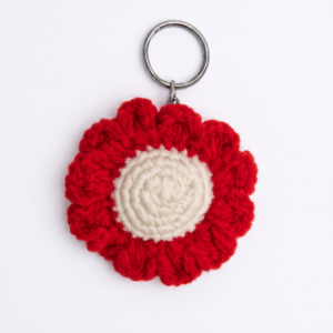 Handmade Crochet Daisy Keychain Red