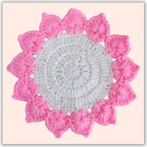 Handmade Crochet Coaster White with Pink