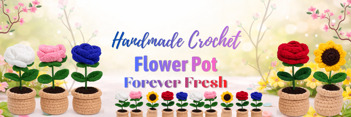 Handmade Crochet Flower Pot Desktop Banner