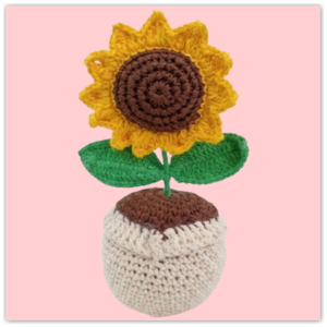 Handmade Crochet Flower Pot Sunflower Big