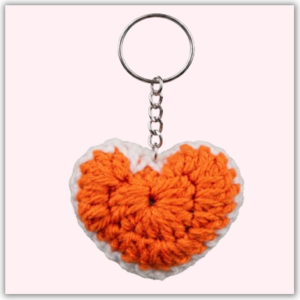 Handmade Crochet Keychain Heart Orange