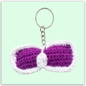 Handmade Crochet Keychain Ribbon Bow Dark Purple