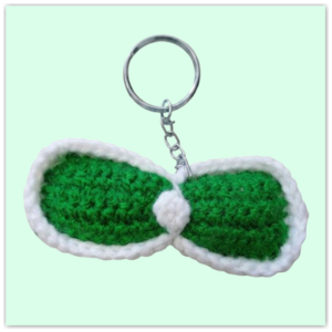 Handmade Crochet Keychain Ribbon Bow Green
