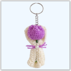 Handmade Crochet Keychain Tulip Bouquet Purple