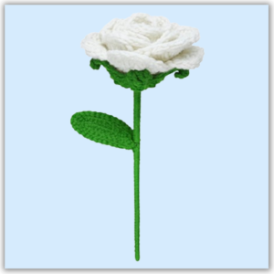 Handmade Crochet Rose White Big