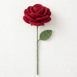 Handmade Crochet Rose Red Big