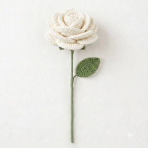 Handmade Crochet Rose White Big
