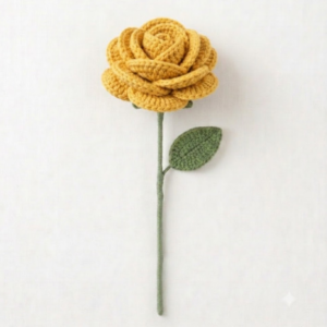 Handmade Crochet Rose Yellow Big