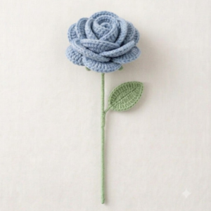Handmade Crochet Rose Blue Big