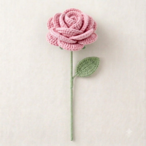 Handmade Crochet Rose Pink Big