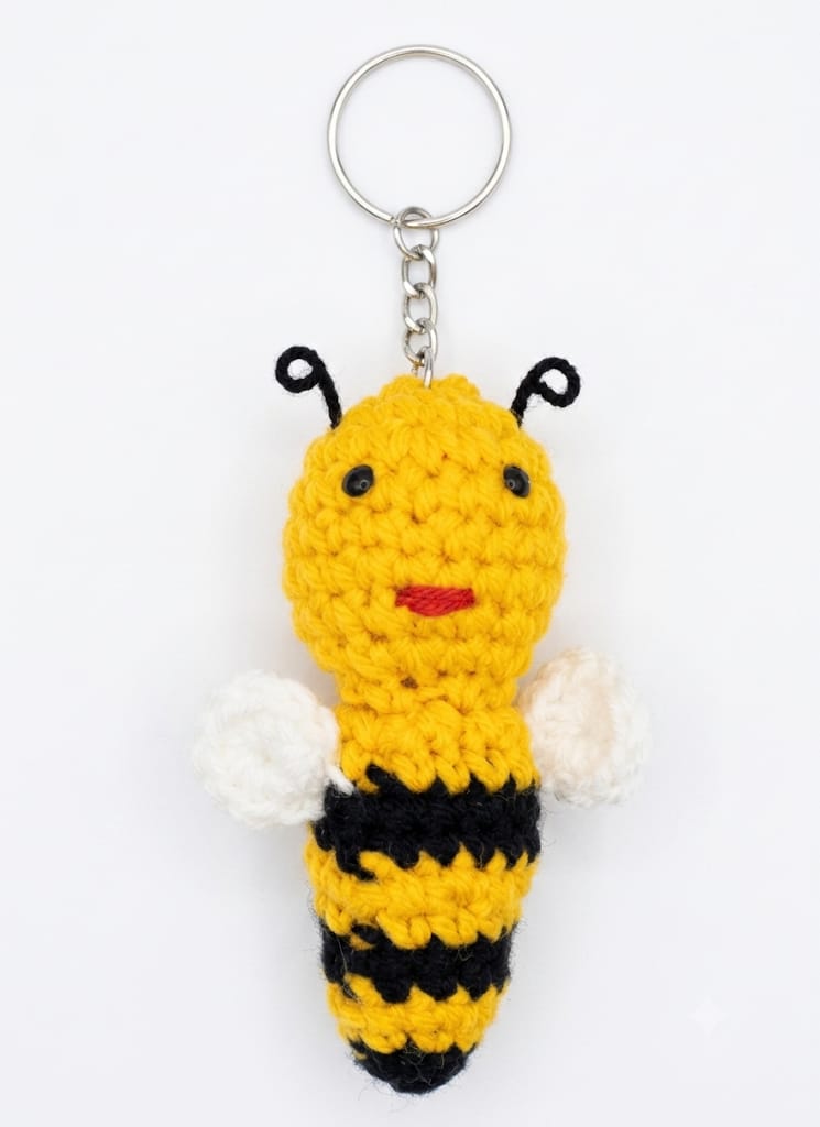 Handmade Crochet Stand Honeybee key Chain