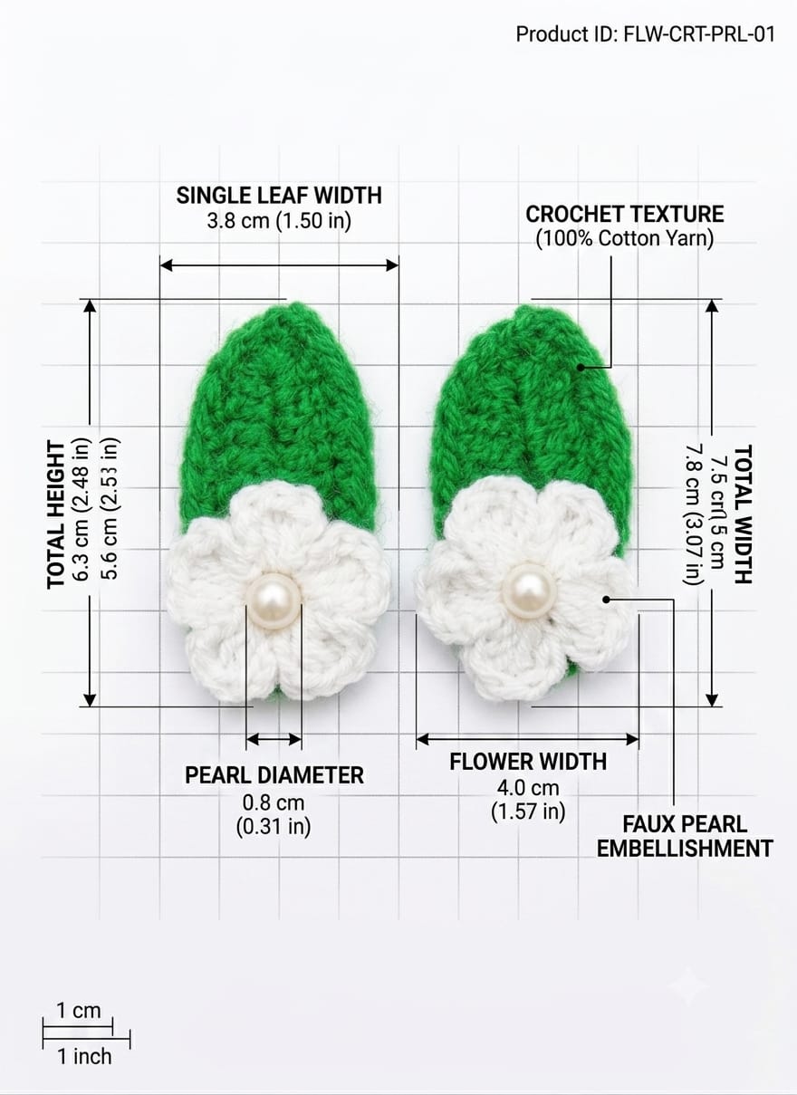 Handmade Crochet Hair Slider White - Image 3