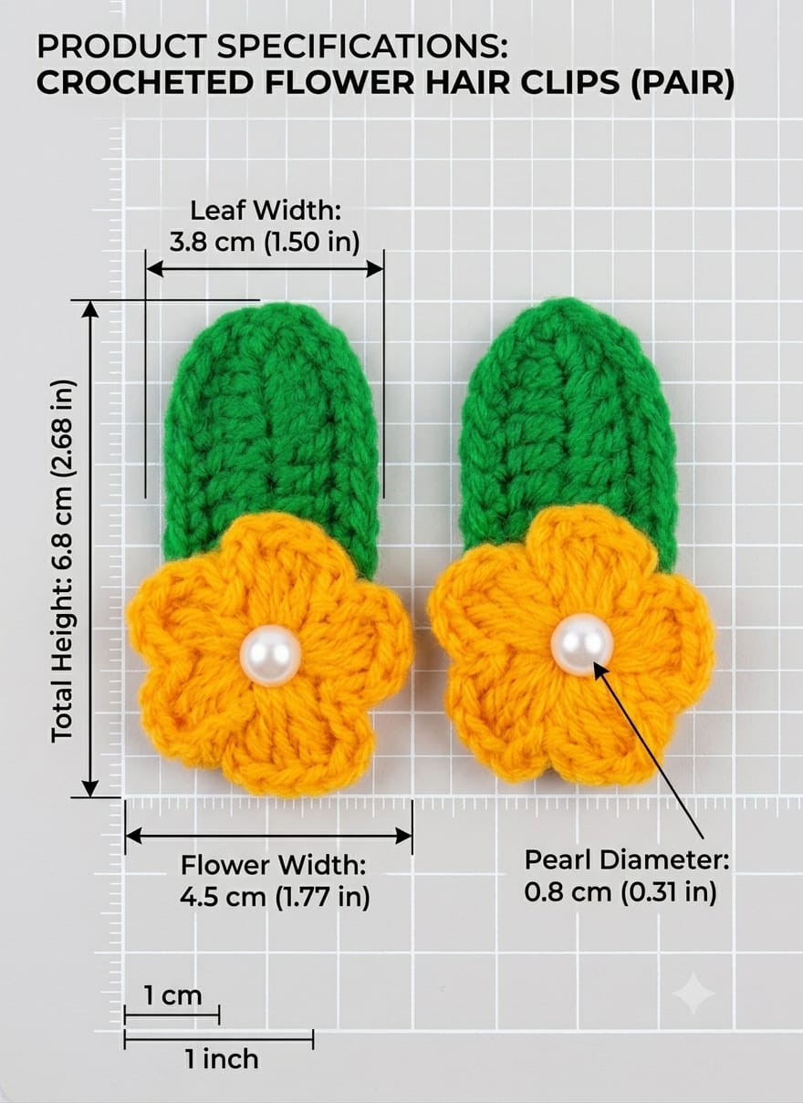 Handmade Crochet Hair Slider Orange - Image 2