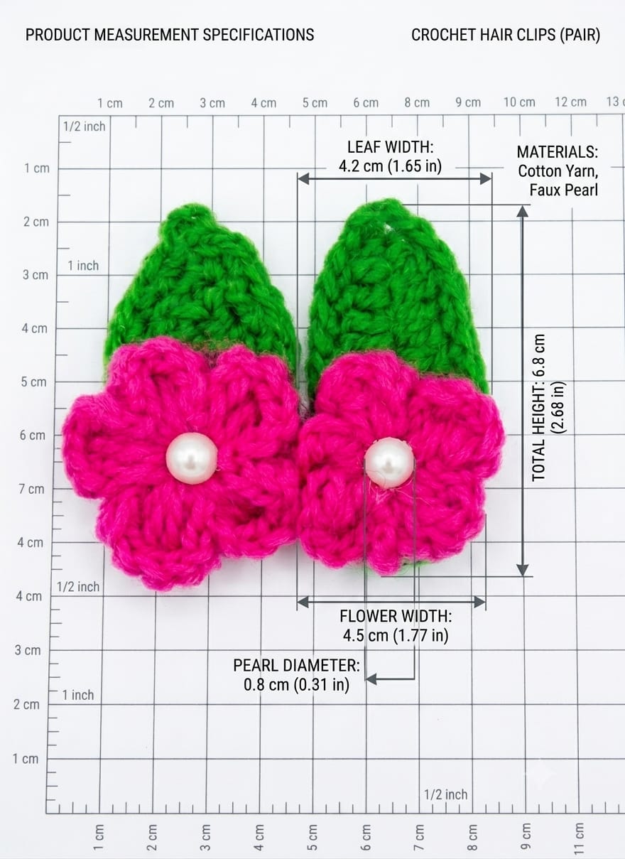 Handmade Crochet Hair Slider Pink - Image 2
