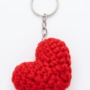 Handmade Crochet Keychain Heart Red