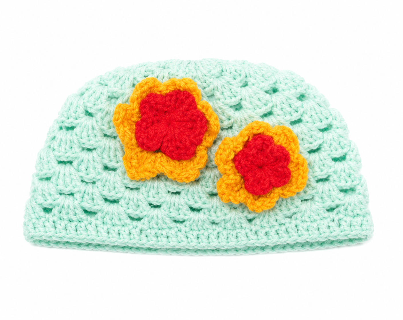 Handmade Crochet Sunflower Hat Green