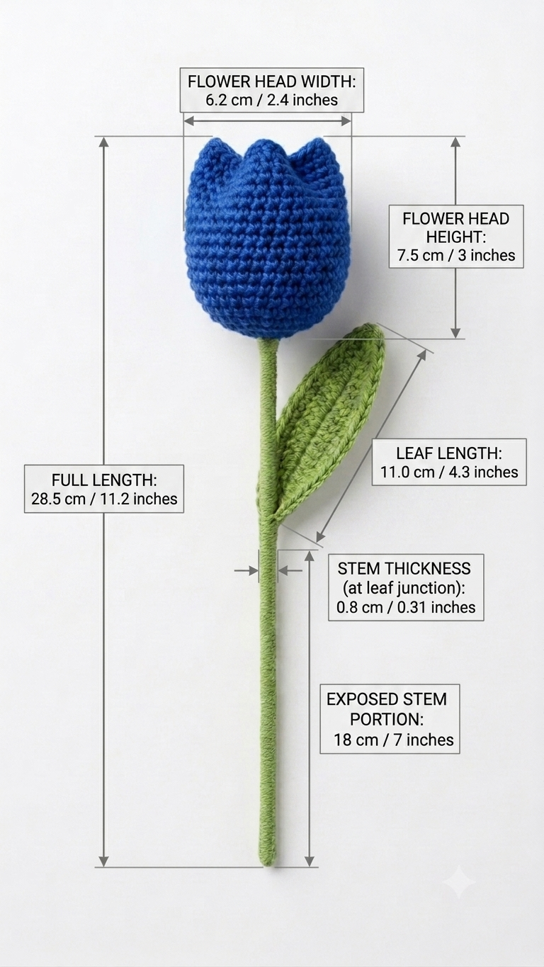Handmade Crochet Tulip Blue Big - Image 2