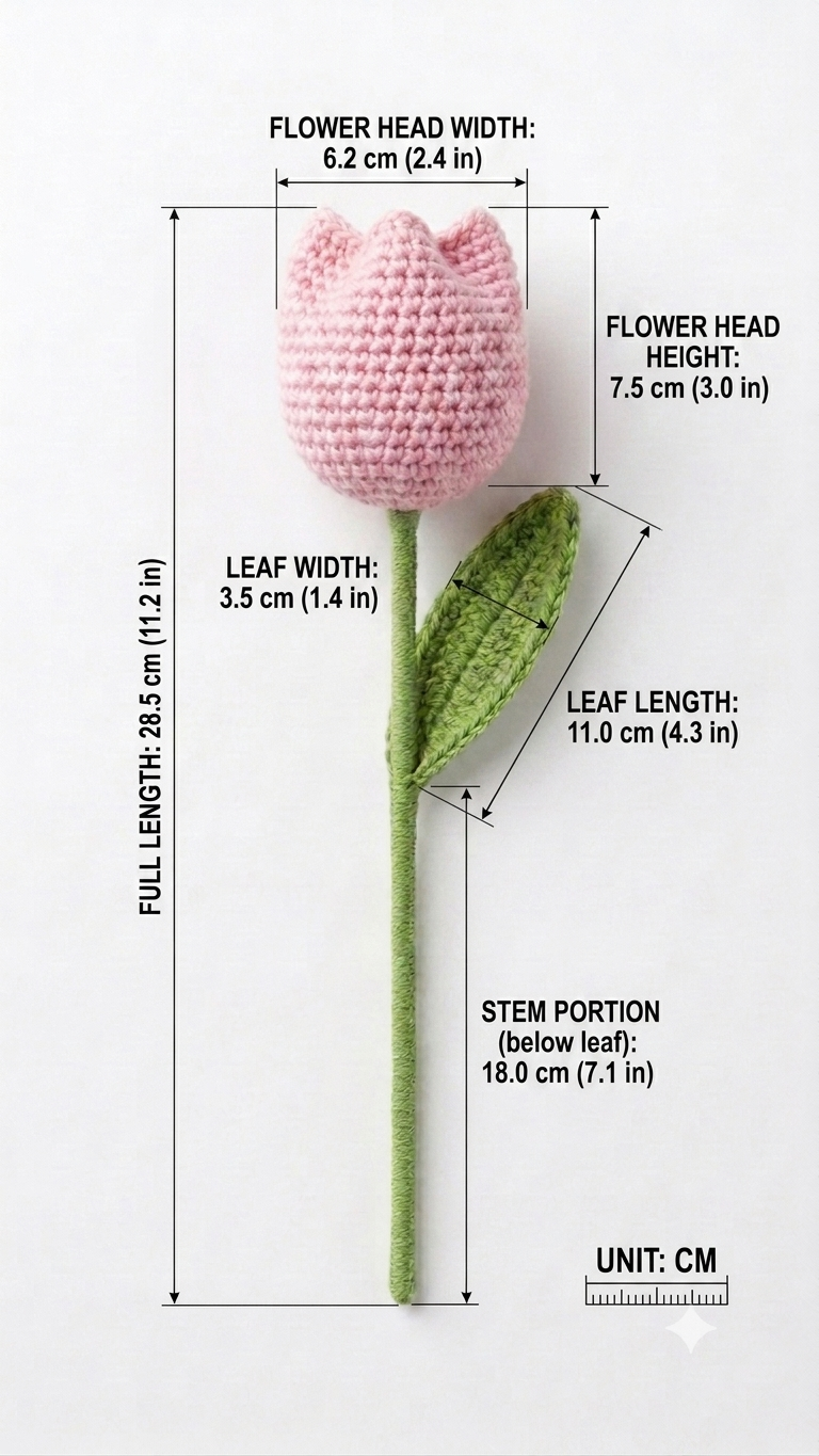 Handmade Crochet Tulip Light Pink Small - Image 2