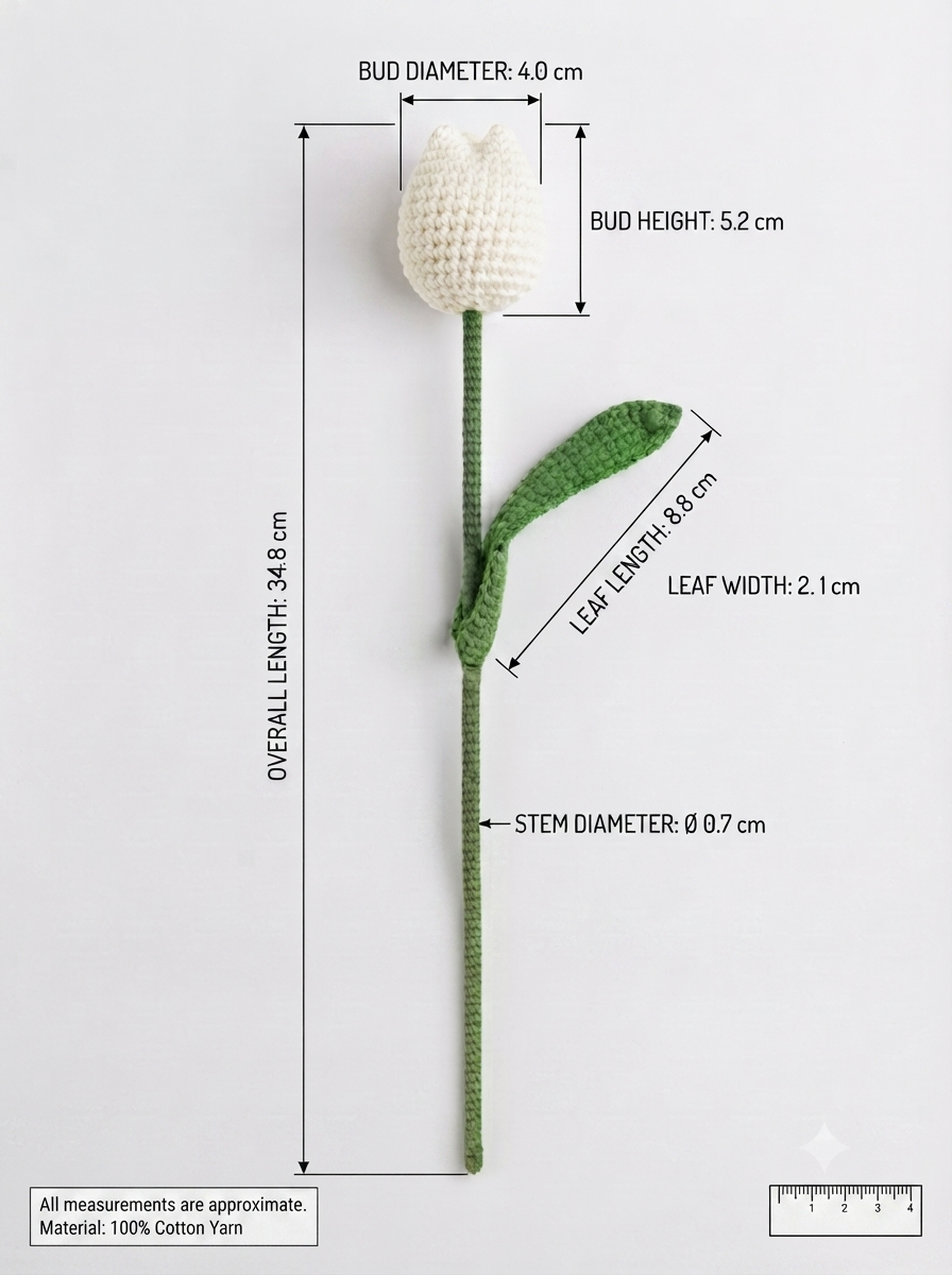 Handmade Crochet Tulip White Big - Image 2