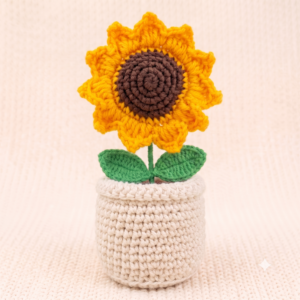 Handmade Crochet  Acrylic Flower Pot Sunflower