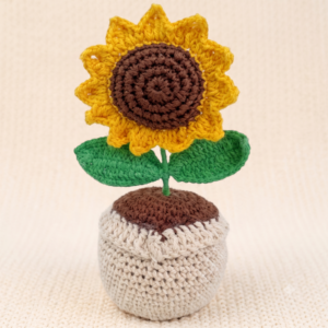 Handmade Crochet Cotton Flower Pot Sunflower