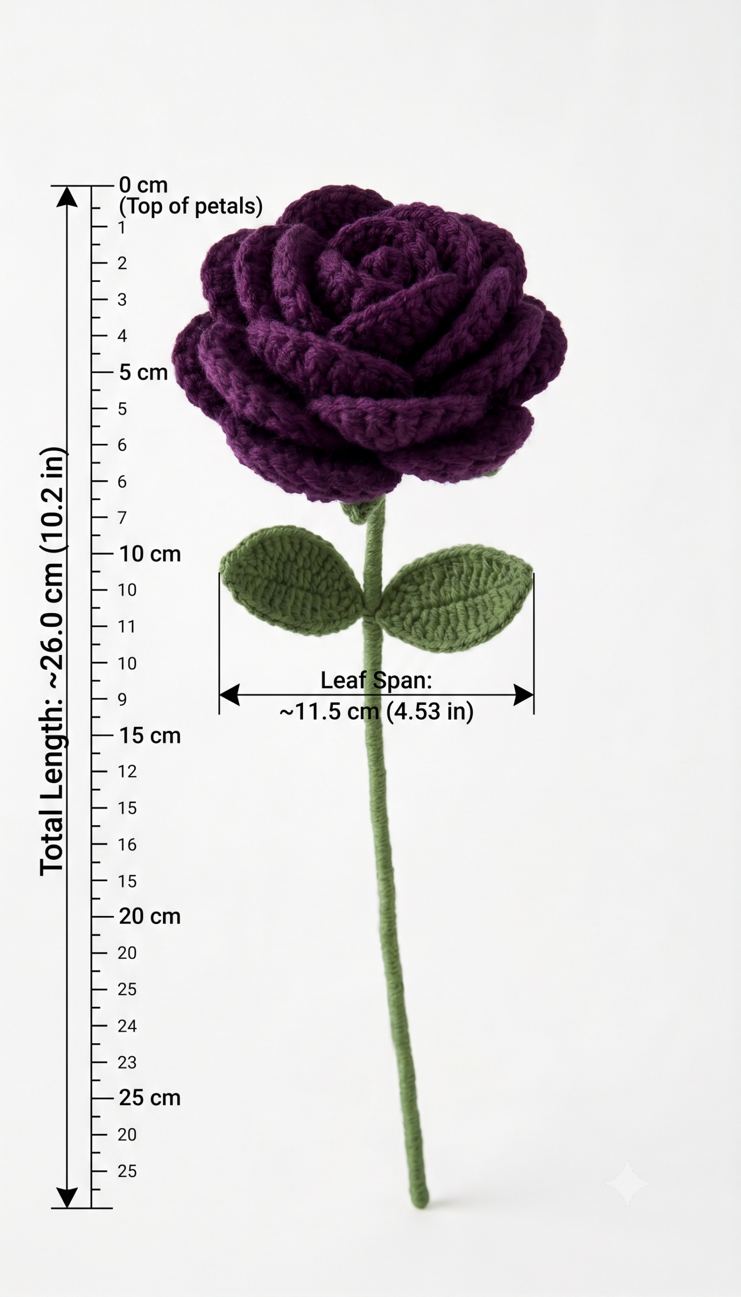 Handmade Crochet Rose Dark Purple Small - Image 2