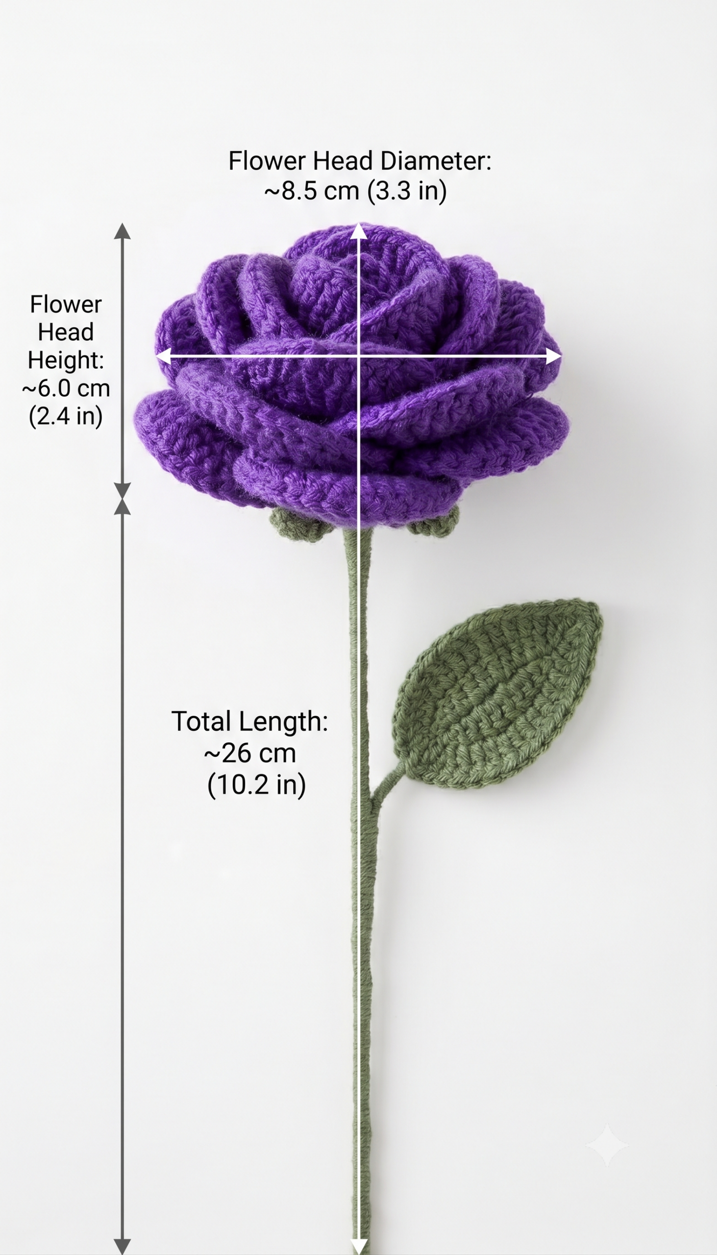 Handmade Crochet Rose Purple Small - Image 2