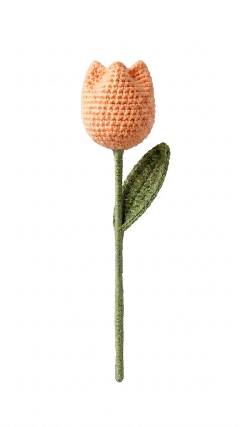 Handmade Crochet Tulip Light Orange Small