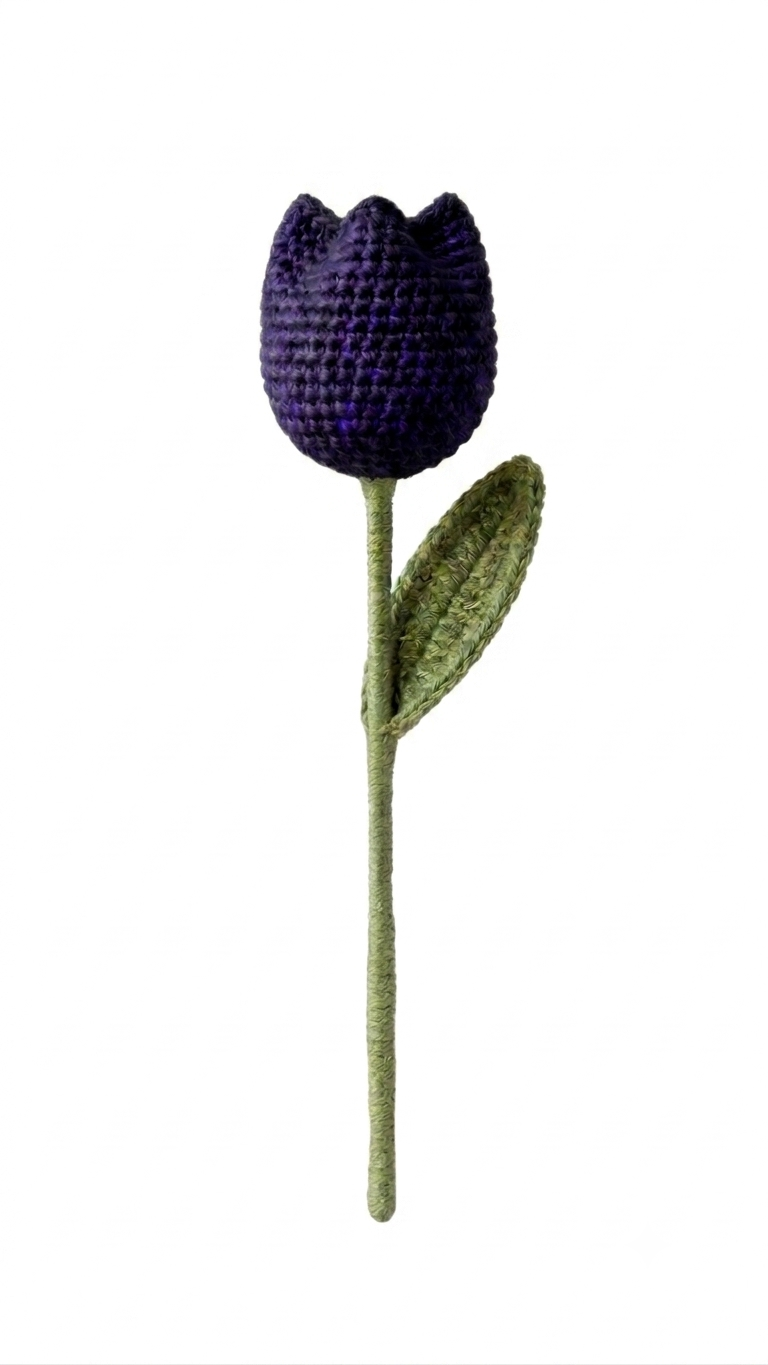 Handmade Crochet Tulip Dark Violet Small