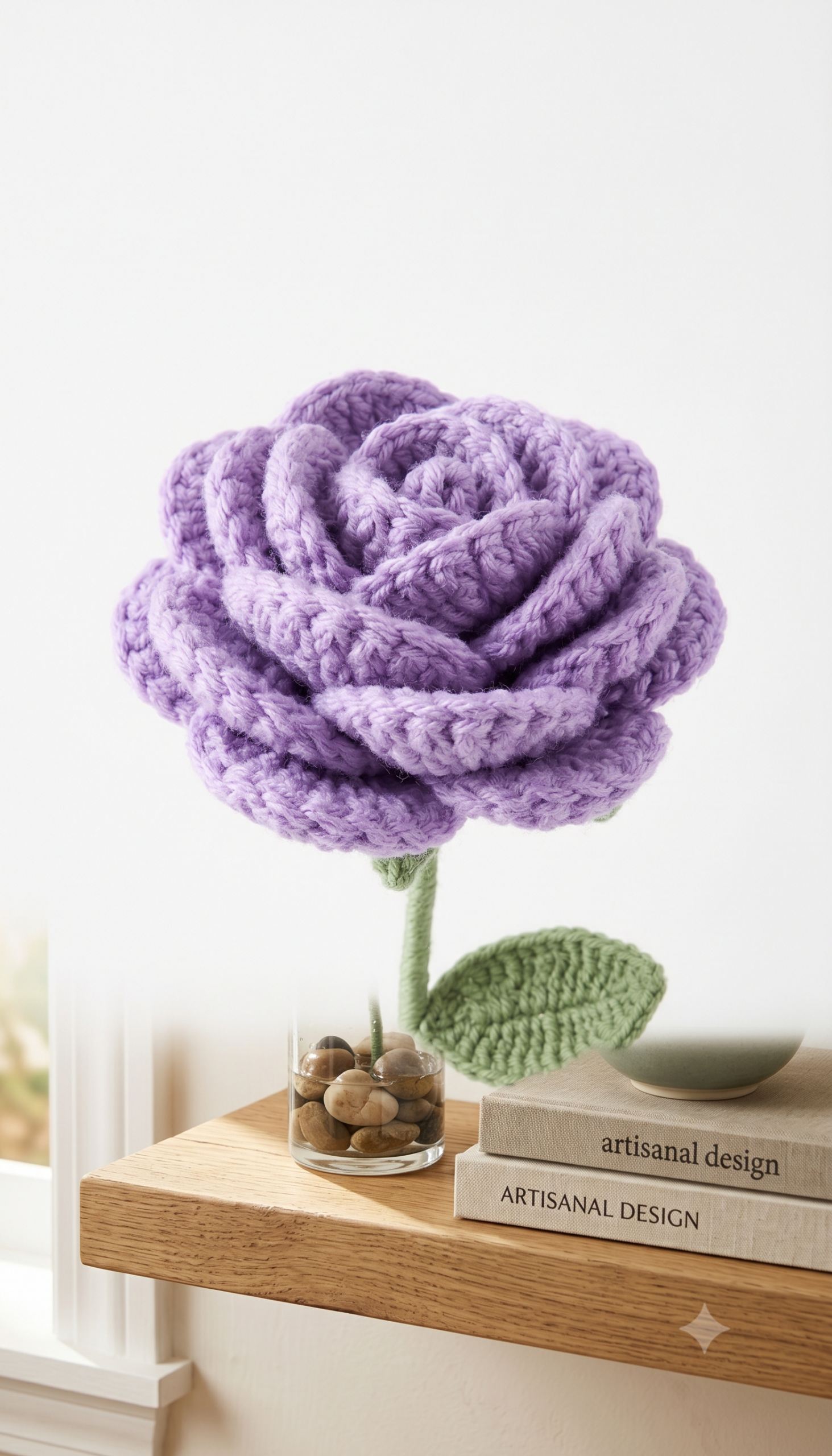 Handmade Crochet Rose Light Purple Small