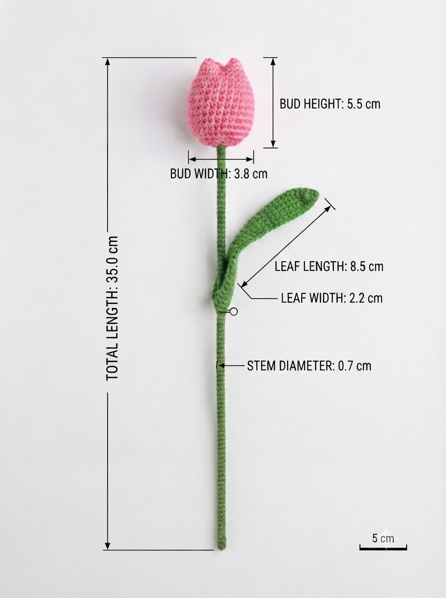 Handmade Crochet Tulip Pink Big - Image 2