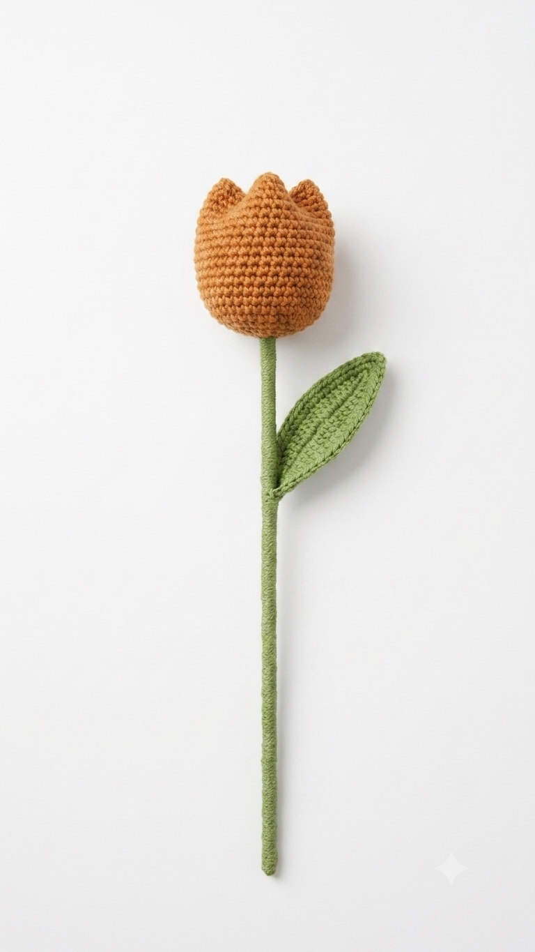 Handmade Crochet Tulip Dark Orange Small