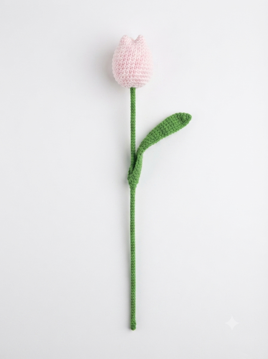Handmade Crochet Tulip Light Pink Big