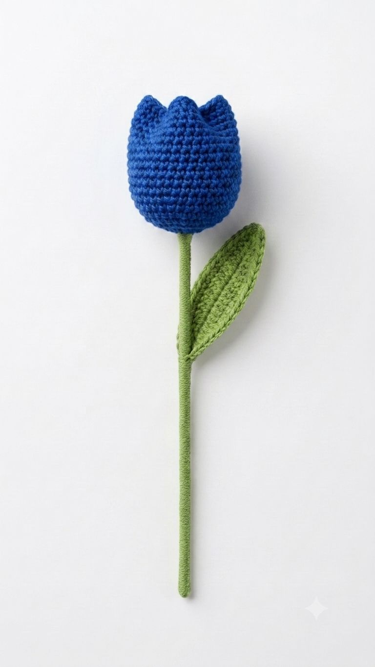 Handmade Crochet Tulip Blue Big