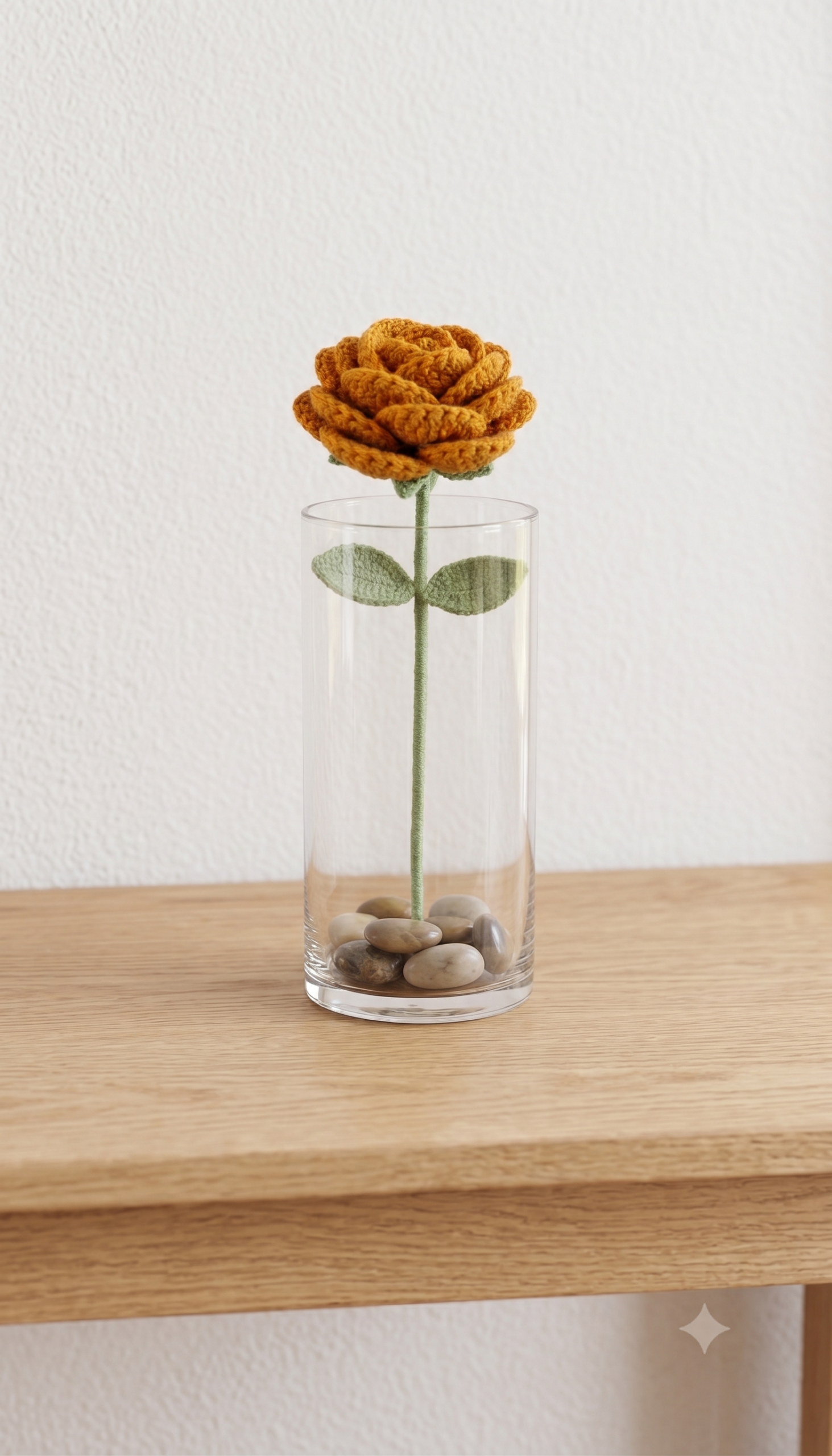 Handmade Crochet Rose Dark Yellow Small - Image 3