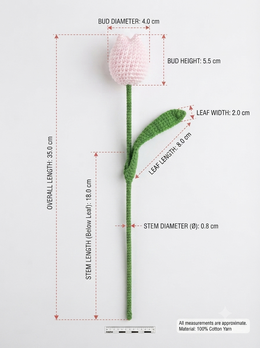 Handmade Crochet Tulip Light Pink Big - Image 2