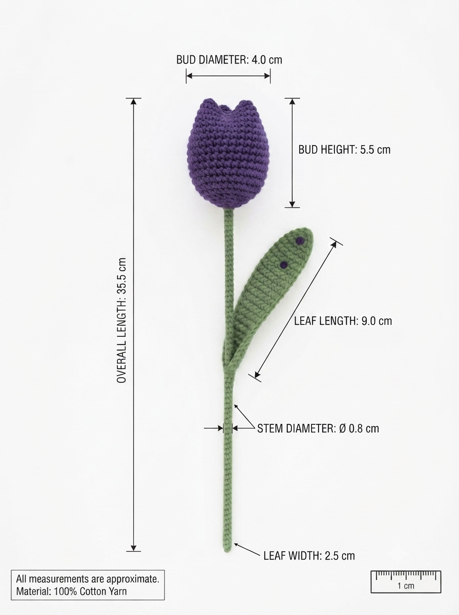 Handmade Crochet Tulip Violet Big - Image 2
