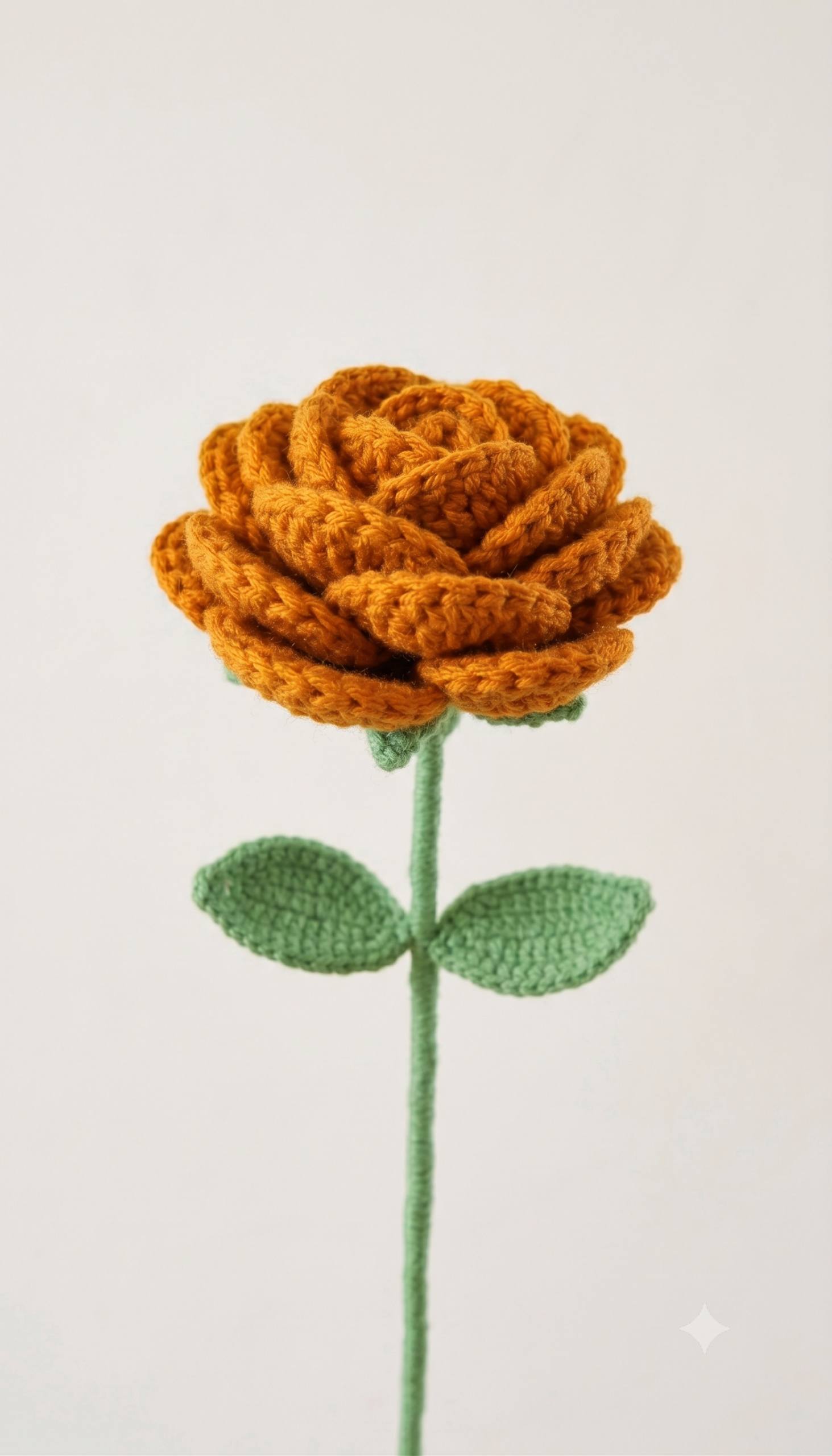 Handmade Crochet Rose Dark Yellow Small