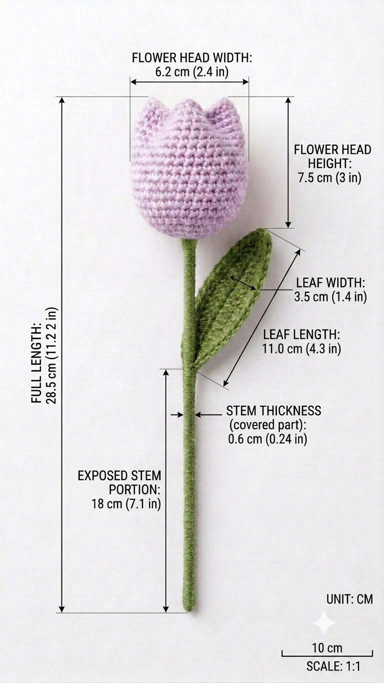 Handmade Crochet Tulip Light Purple Small - Image 2