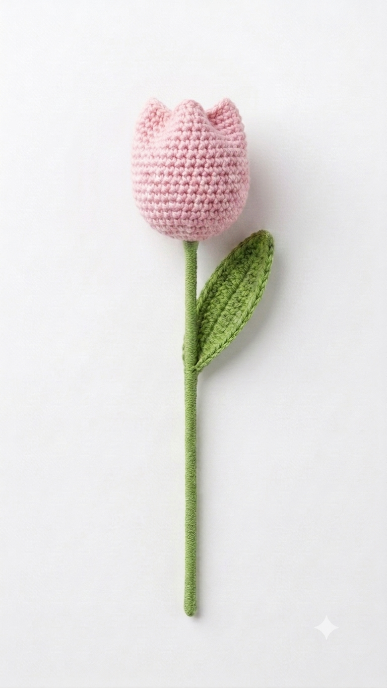 Handmade Crochet Tulip Light Pink Small