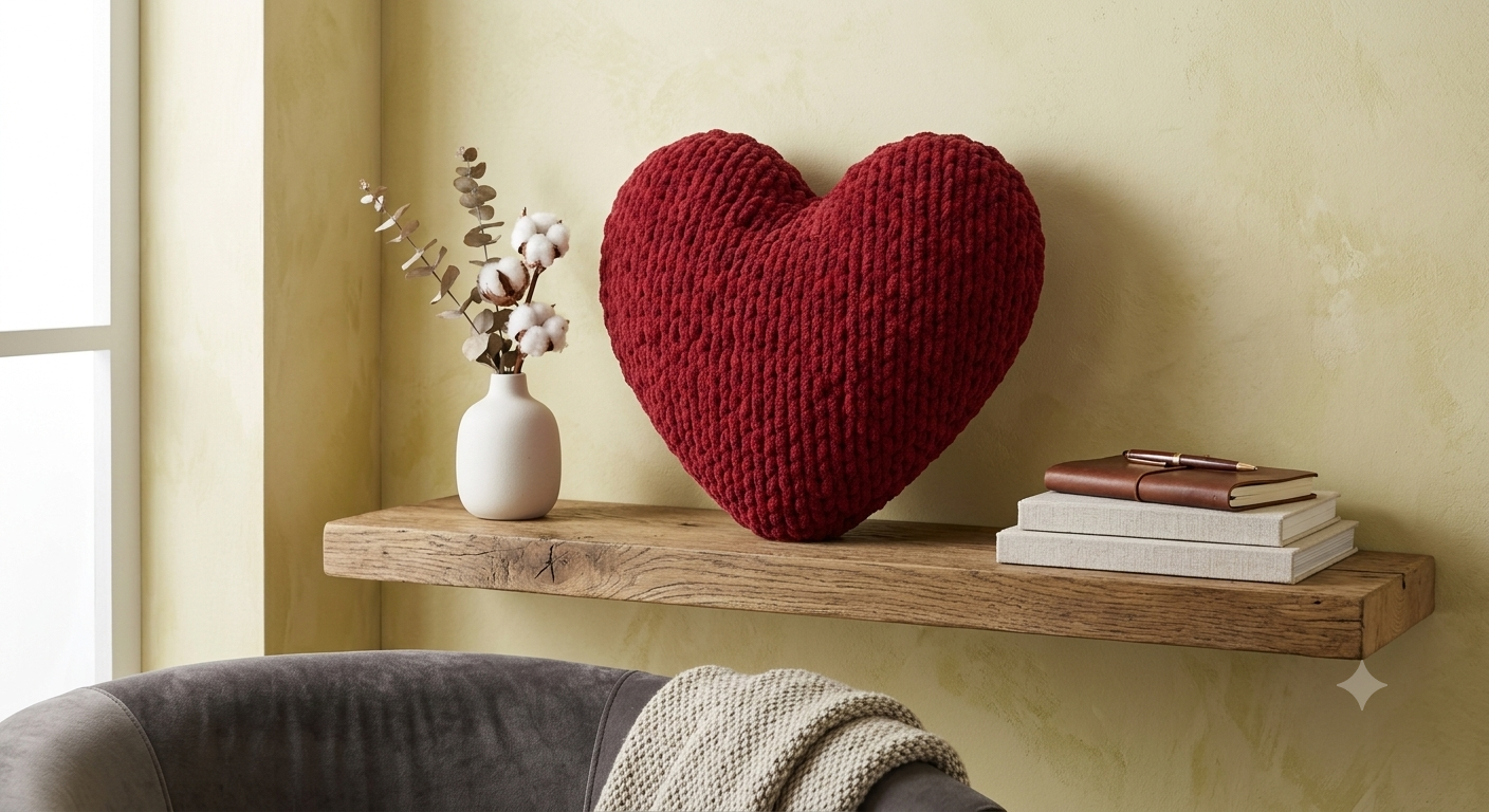 Handmade Crochet Heart Toy Big - Image 3