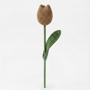 Handmade Crochet Tulip Mild Brown Big