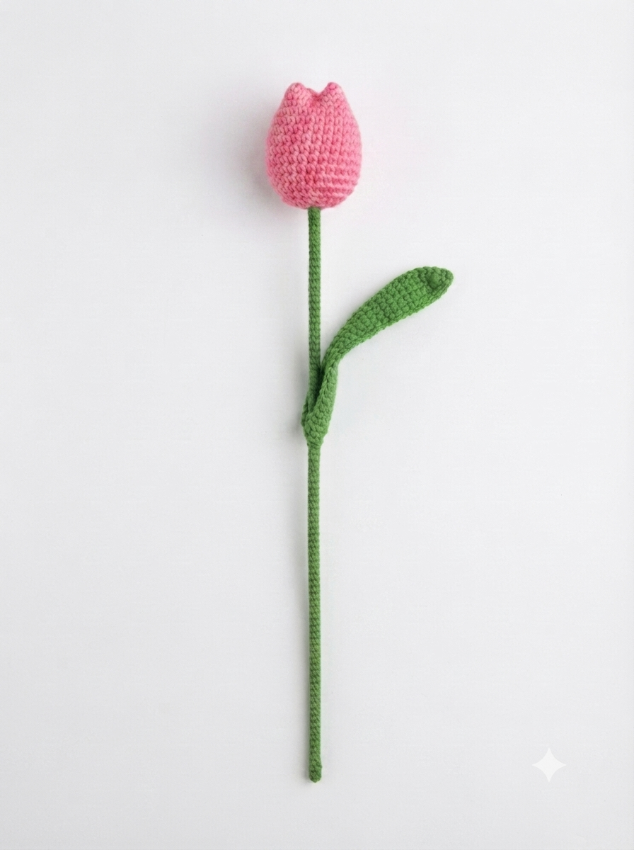 Handmade Crochet Tulip Pink Big