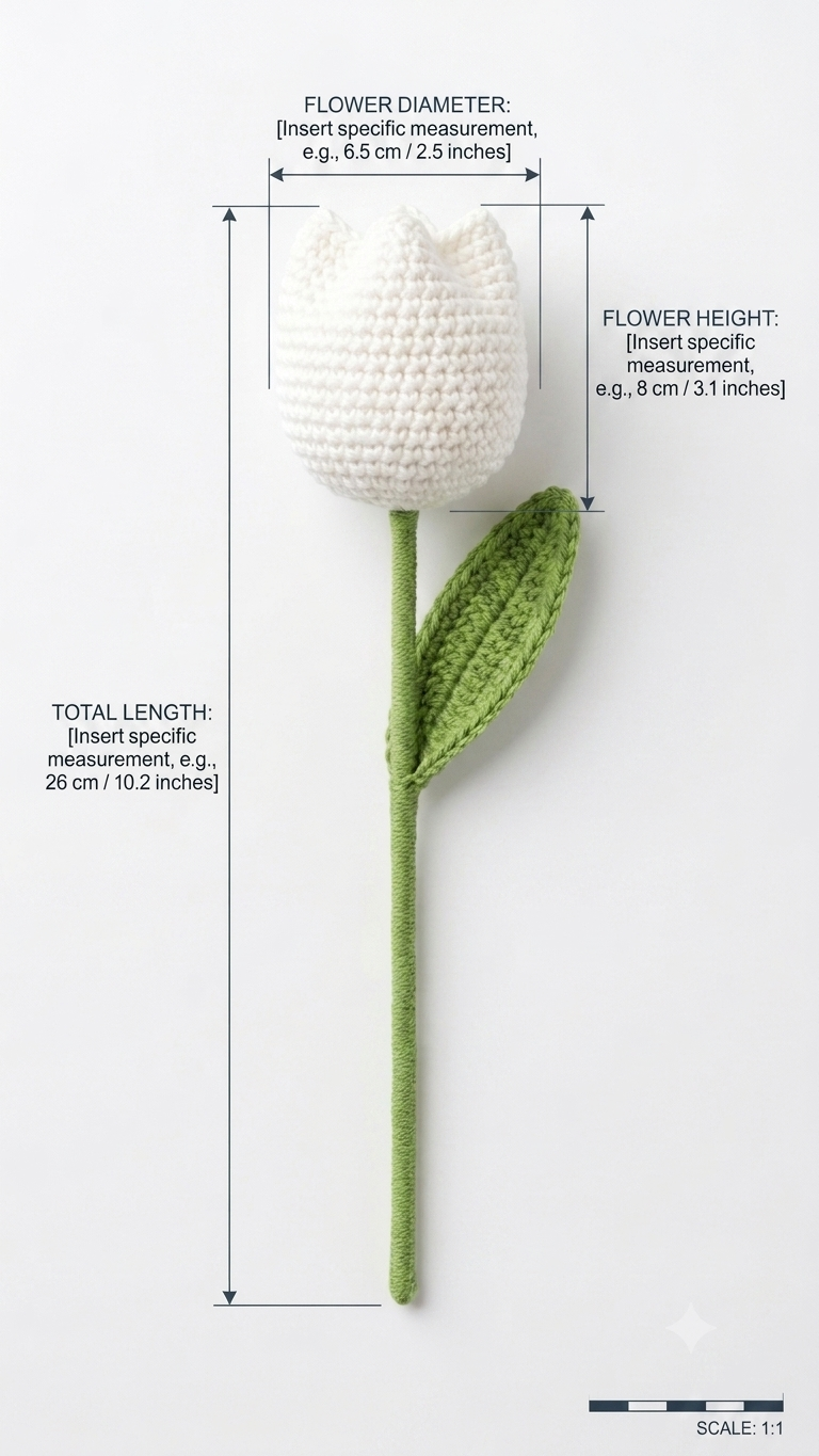 Handmade Crochet Tulip White Small - Image 2