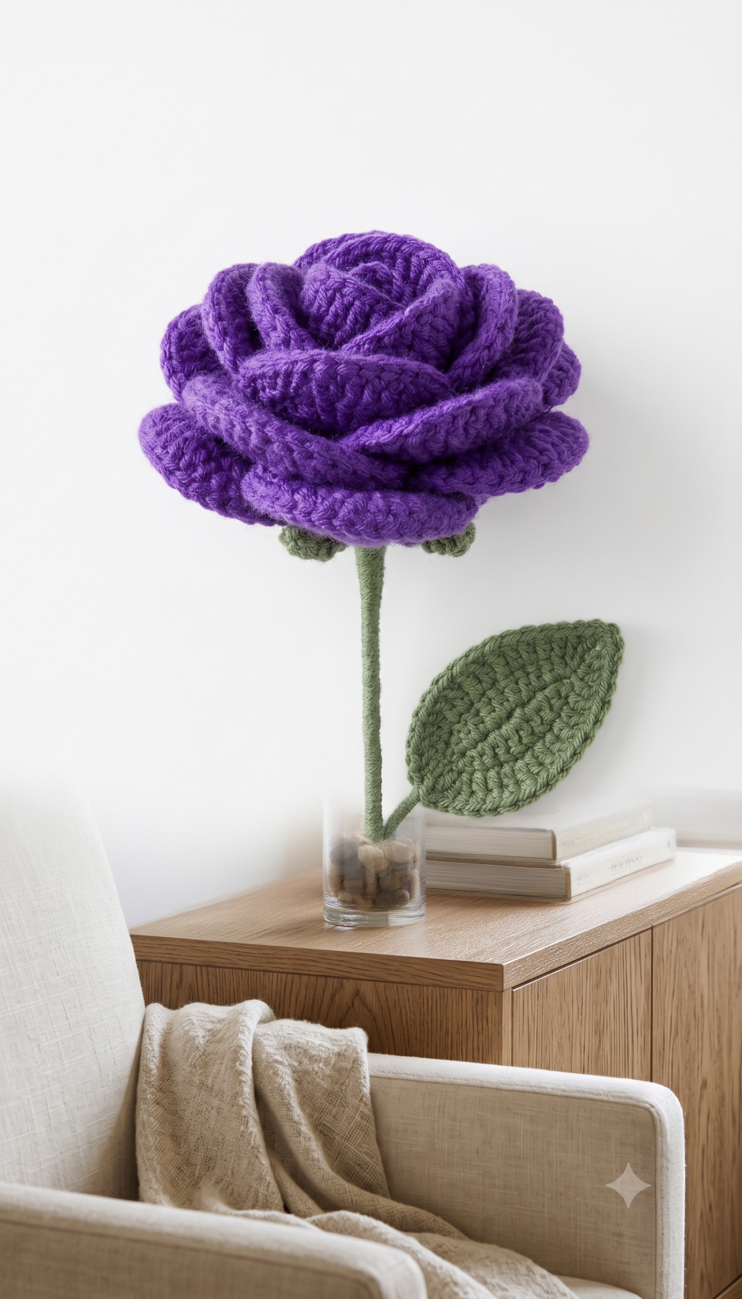 Handmade Crochet Rose Purple Small